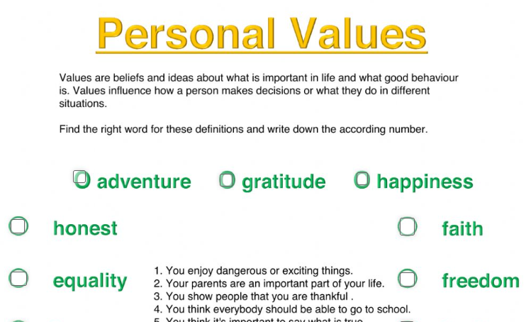  23 actividades útiles para que sus alumnos identifiquen sus valores personales